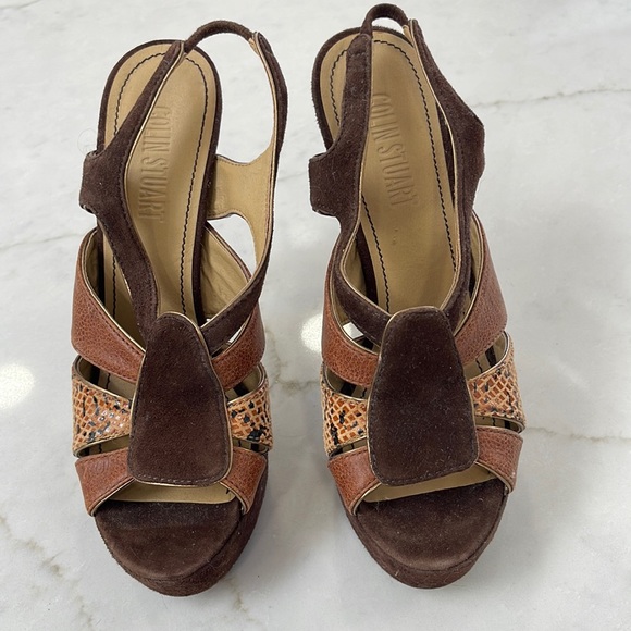 Colin Stuart Suede and Leather Platform Sandals - Picture 1 of 4
